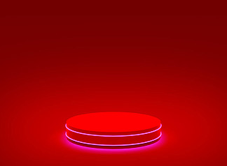 紅與黑的幾何詩篇 霓虹講臺上的三維圣誕展示